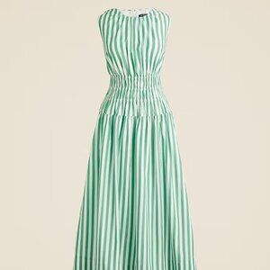 Jcrew Hyacinth Dress in Cotton Poplin Green Stripe